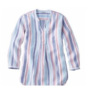 L.L. Bean linen striped tunic top. Size XL.